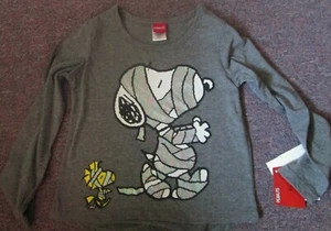 Peanuts Snoopy & Woodstock Long Sleeve Halloween Grey Shirt  Size XS  4/5 - Picture 1 of 3
