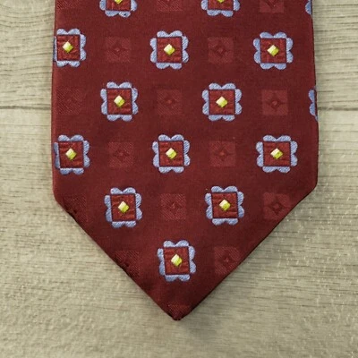 Corbata XMI Platinum Para Hombre XL 61" Rojo Azul Flor Geométrica Jacquard Seda EE. UU. Foto 1 de 4