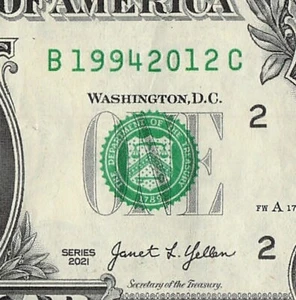 1994 2012 Tombstone Date Note Fancy Serial Number One Dollar Bill - Picture 1 of 11