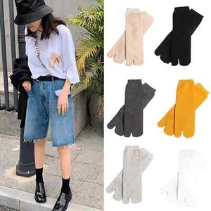 Women Men Solid Color Flip-Flop Sandal Split Toe Socks Two-Toed Socks Tabi Socks - Picture 1 of 20