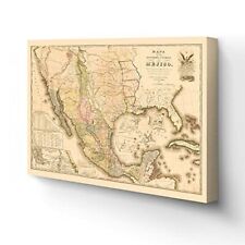 1847 Mexico Map Canvas Art  - Canvas Wrap Vintage Mexico Map Wall Art Poster