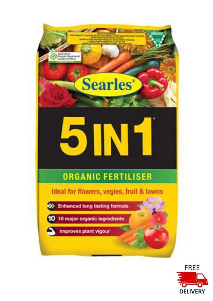 ORGANIC FERTILIZER Searles 5 in 1 Pellets 5kg For Flowers Vegies Fruits & Lawns - image 1 of 1