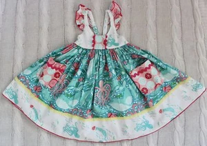 OLIVE MAE Boutique Vintage USA Handmade Ocean Mermaid Whale Dress Size 5, Fits 4 - Picture 1 of 8