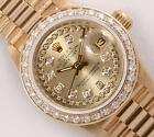 Rolex Lady President 18k Gold 26mm-Champagne String Diamond Dial-Diamond Bezel