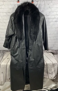 Cappotto donna vintage lunghezza intera pelle morbida con colletto foderato volpe taglia media - Foto 1 di 5