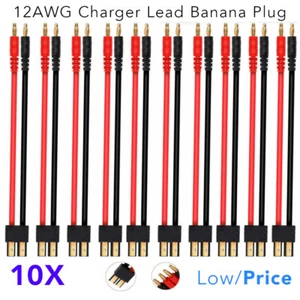 10x 12awg Charger Lead Banana Plug to TRX Plug Connector for RC parts LiPo EU AU - Picture 1 of 9