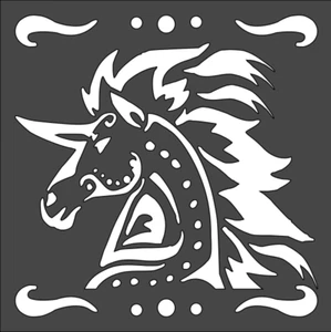1- 5.5x5.5 inch Stencil, (PB-24) Unicorn (6mil) - Picture 1 of 2