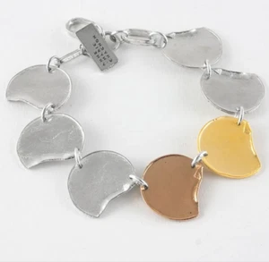 Anne-Marie Chagnon Modernist Bracelet pewter gold and bronze ajustable light - Picture 1 of 3