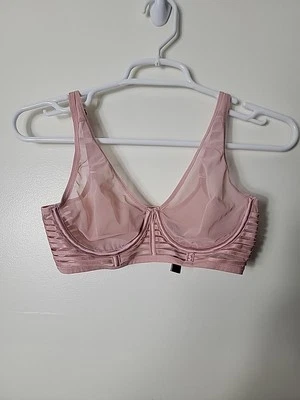 Victoria's Secret Pink Semi Sheer Underwire Unlined Plunge Bra, 32D - Image 1 of 4