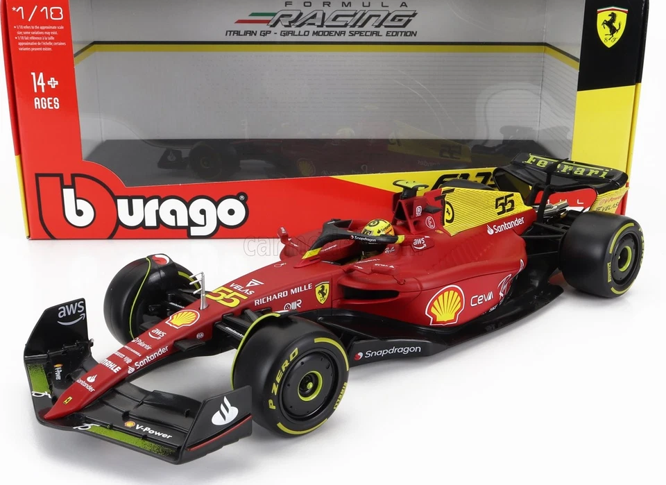 1/18 BURAGO - FERRARI - F1-75 SCUDERIA FERRARI N 55 4th MONZA GP 18-16811SA-MONZ - Immagine 1 di 1