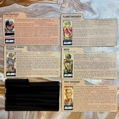Tarjetas de archivo originales de GI Joe de colección • Personajes de principios de 1980, precio cada uno Foto 1 de 4