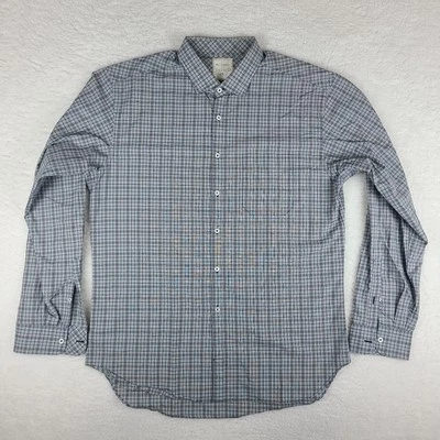 Camisa Billy Reid Para Hombres 2XL XXL Azul Gris Ajuste A Cuadros 1 Vestido Abotonado Foto 1 de 4