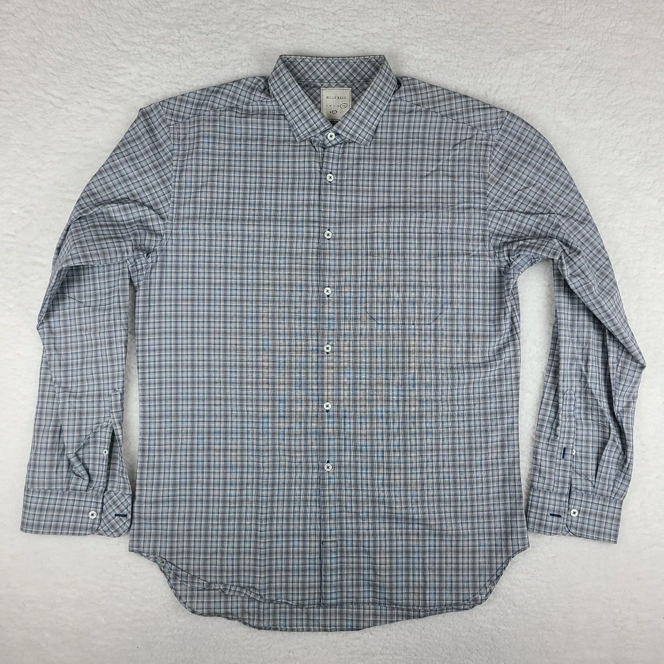 Camisa Billy Reid Para Hombres 2XL XXL Azul Gris Ajuste A Cuadros 1 Vestido Abotonado Foto 1 de 4
