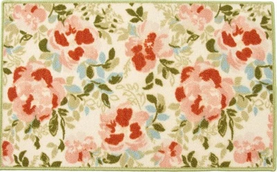 ALFOMBRA DE NYLON IMPRESA (antideslizante)(18x30") FLORES, bordes verdes, sin precio base Foto 1 de 4