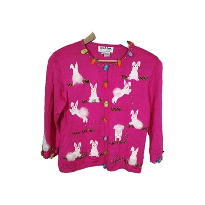 Jack B. de colección Cárdigan Quick Bunny Rabbit huevos de Pascua para mujer grande con cuentas mediano P Foto 1 de 4