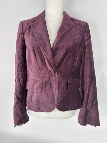 VETEMENTS Blazer donna Apostrofo viola velluto con tasche e bottoni davanti taglia 6