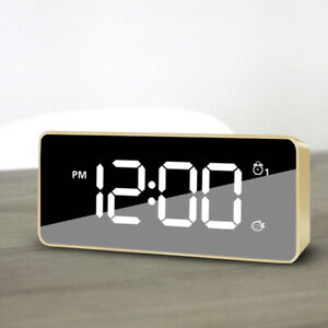 LED Digital Alarm Clock Snooze Clocks Strip Mirror Living Room Office Kitchen