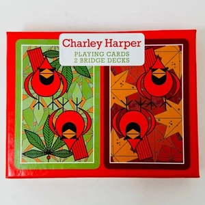 NIB Charley Harper Cardinal Birds Red Green 2 Deck Set of Playing Cards Giftable - Picture 1 of 12