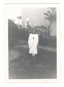 Vintage Photo Confirmation Girl Posing In Background 1940's Found Art DST59 - Picture 1 of 1