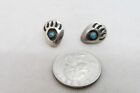VINTAGE SOUTHWEST BEAR PAW EARRINGS WITH TURQUOISE STERLING  PIERCED
