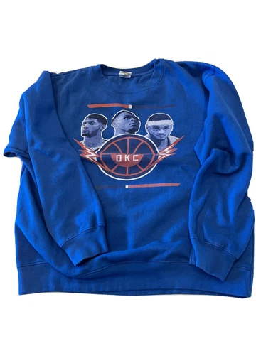 Vintage NBA OKC Thunder “Big Three”Sweatshirt sz L Blue Mens Cover