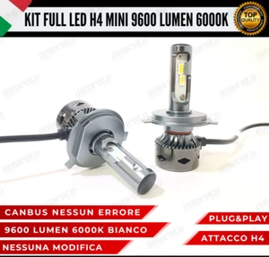 KIT LED H4 6000K BIANCO CANBUS 9600 LUMEN REALI BI-LED NESSUN ERRORE PLUG/PLAY - Picture 1 of 11