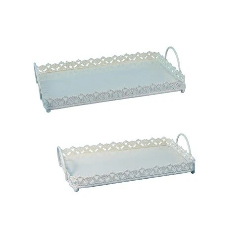 Tablett Metalltablett mit Griffen S2 Landhausflair Metallgriffe Shabby Chic NEU - Bild 1 von 1