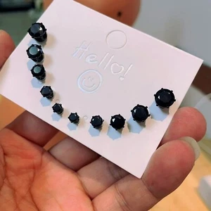 2 Stück Nicht Piercing Clip On Runde Schwarz CZ Magnetisch Edelstahl Ohrstecker - Bild 1 von 12