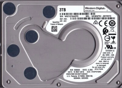 WD30NPRZ-00YRMT0 sn: WX21D7 May 2019 3TB SATA 2.5" PCB 800022 Western Digital - Image 1 of 2
