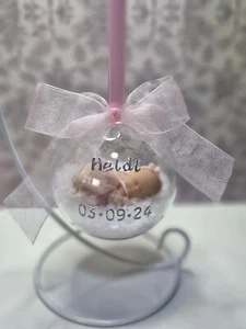 Personalised Christmas Baby Bauble Childs 1st Christmas Baby girl - Picture 1 of 4