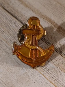 Vintage Enameled Anchor Lapel Hat Pin 1" Nautical Sailor  - Picture 1 of 6