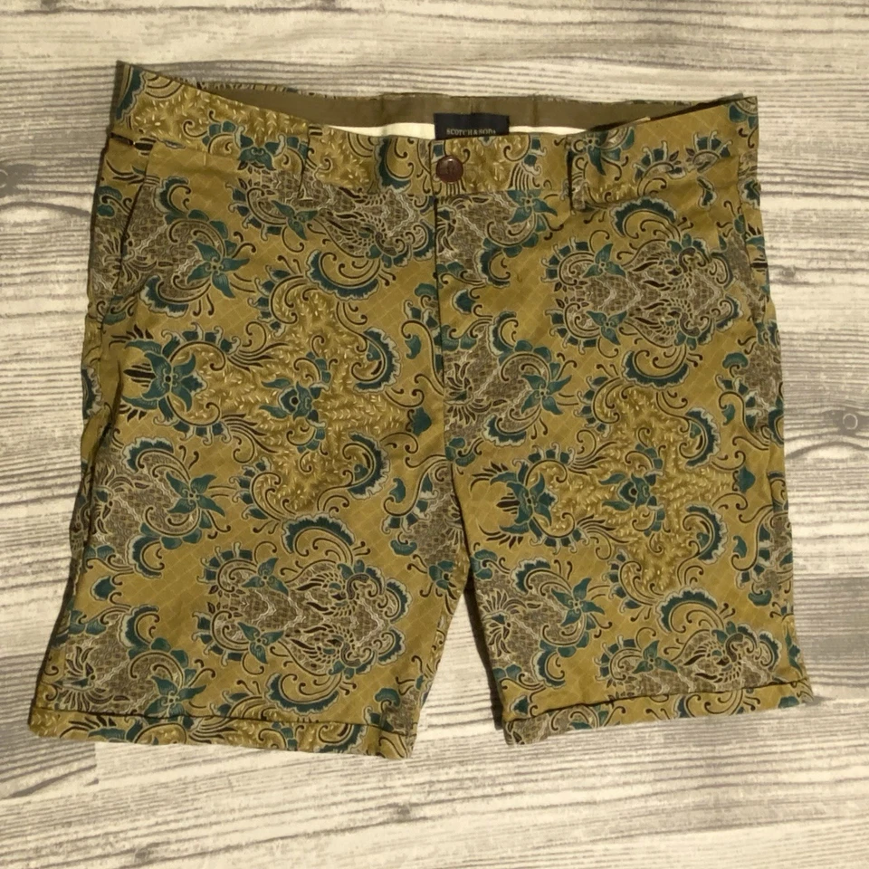 Pantalones Cortos Chinos Scotch & Soda W33 Batik Floral 'Savoir Faire Sophistique' RARO Foto 1 de 4