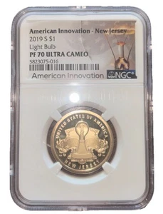 2019 S $1 American Innovation New Jersey Light Bulb NGC PF70 Ultra Cameo - Picture 1 of 2