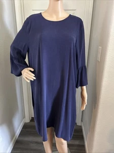 Vestido de seda Eileen Fisher manga campana talla L berenjena - Imagen 1 de 5