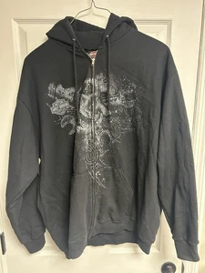 Harley-Davidson Mens Black Long Sleeve Full Zip Hoodie Size XL - Picture 1 of 4