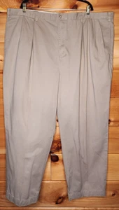 Vintage Polo Ralph Lauren Big Andrew Pants Mens 52x28 Tan Khaki Pleated Chino - Picture 1 of 16