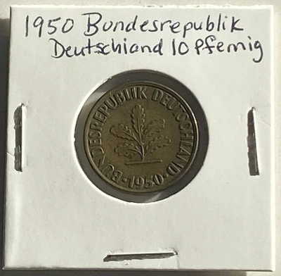 Moneda de 10 peniques de la República Federal de Alemania 1950 Foto 1 de 2