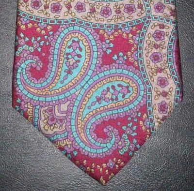 Corbata Envoy seda granate púrpura tostado verde azulado diseño cachemir nueva en caja t136  Foto 1 de 4