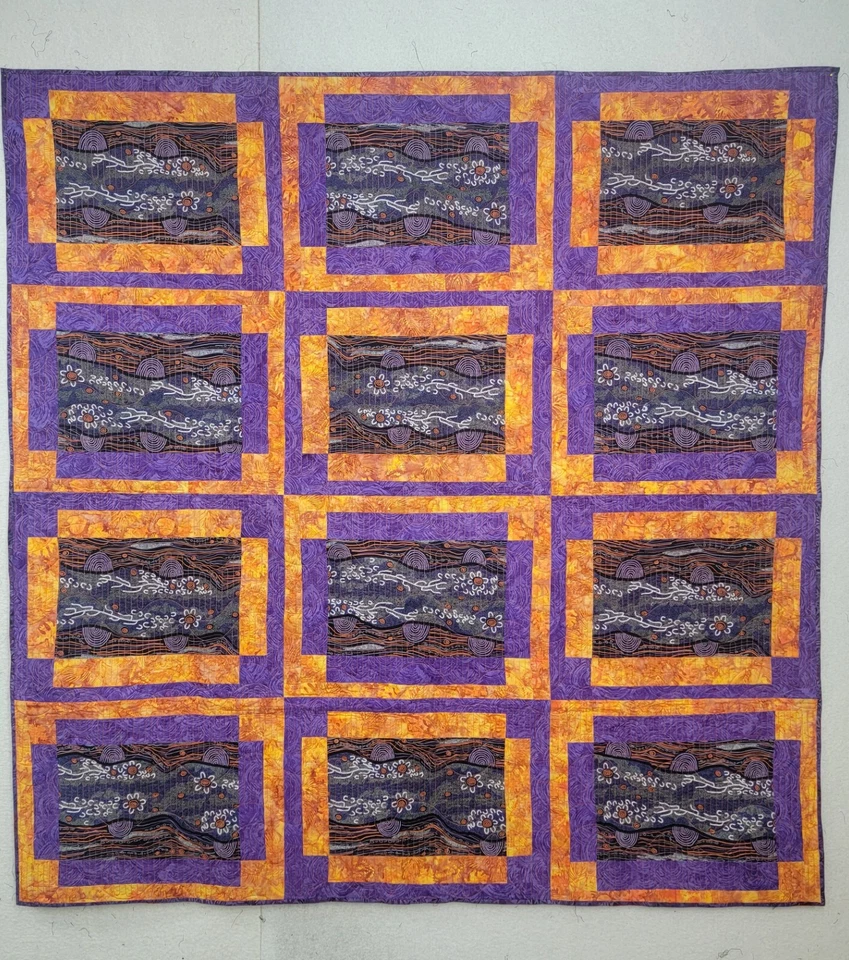 New Homemade "Australian  Aboriginal"  Quilt, 60"x62", 100% cotton fabric - Image 1 of 4