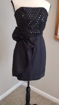 Lilly Pulitzer Size 00 Abrianna Dress Womens Black Strapless Crochet Sequin Bow  - Image 1 of 4