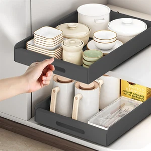 Pull out Cabinet Organizer Expandable Roll out Pantry Shelf Storage for Kitchen - Picture 1 of 13