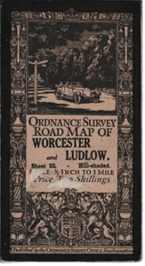 Ordnance Survey, Cloth-Backed Road Map Of Worcester & Ludlow, No 22, 1914 - Imagen 1 de 1