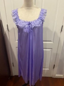 Wmn Lt Purple Silky Slvlss Lace Nightgown w/Embroidery Lace Floral XL (41"Lx21W) - Picture 1 of 4
