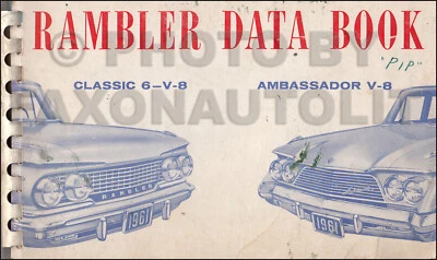 1961 Rambler Classic E Ambassador Data Book Album Originale AMC Dealer - Immagine 1 di 2