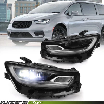 LH RH Headlights For 2021-2024 Chrysler Pacifica LED DRL Headlamps Assembly Side - Image 1 of 4