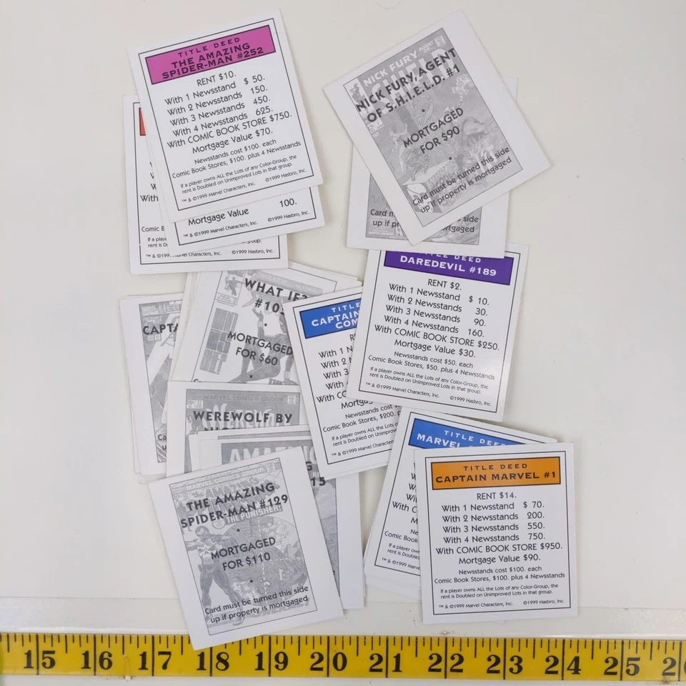Monopoly Marvel Comics Replacement Property Cards 1999 X-Men Spider-Man 28 - Image 1 of 1