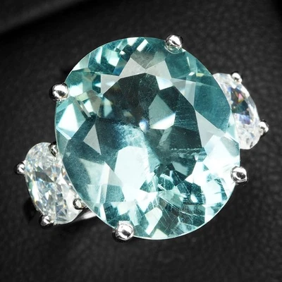 Atractivos anillos hechos a mano de plata de ley 925 de 6,75 quilates de aguamarina azul cielo talla 6 Foto 1 de 4