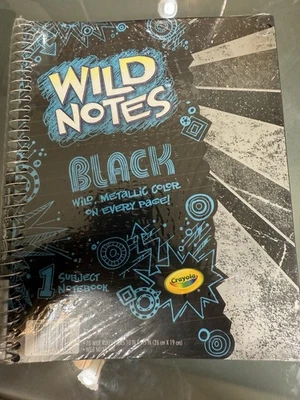 Crayola Wild Notes Black 1 Subject Notebook Silver Metalic Marker Super Rare HTF - Image 1 of 2