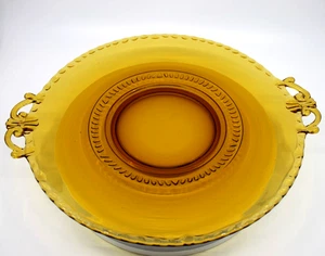 "Plato para servir vintage de 1940 Paden City Gadroon con mango ámbar 13,5"" con asas" - Imagen 1 de 10