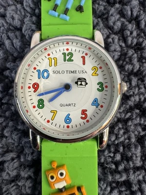 Kids Solo Time USA Robot Watch Green Silicone Band New Battery - Image 1 of 4
